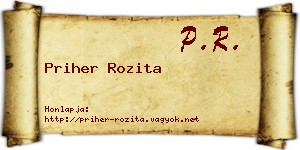 Priher Rozita névjegykártya